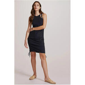 Anthropologie Daily Practice Navy Tank Sleeveless Ruched Mini Dress S *Read